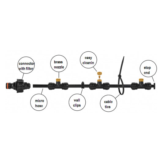 7.5m Outdoor Garden Misting Set – Black & Orange