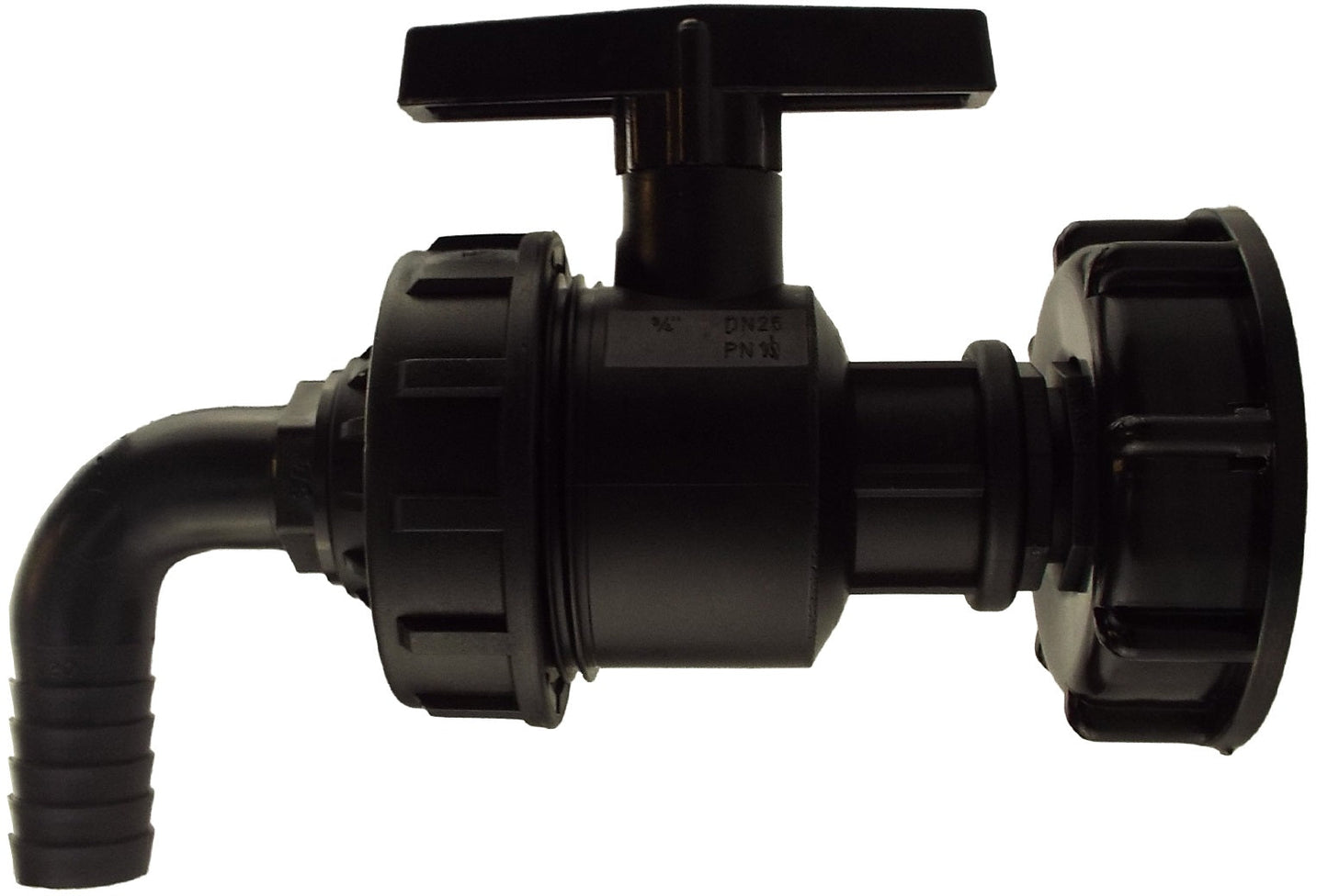 IBC 2” S60X6 Lid with Heavy-Duty Plastic Valve and 16mm Elbow Hose Tail