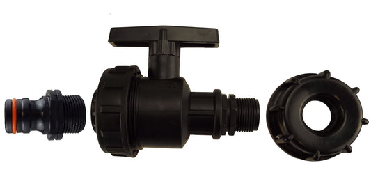 IBC 2” S60X6 Cap with Large Plastic Valve and Male Quick-Connect Adapter