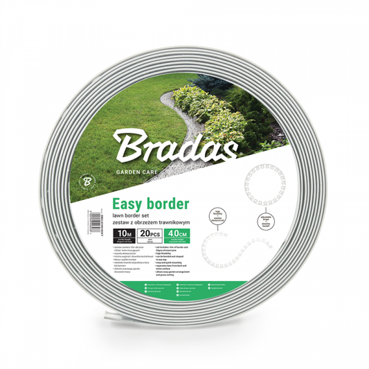 Light Grey Easy Border Lawn Edging Roll 40mm × 10m with Pegs