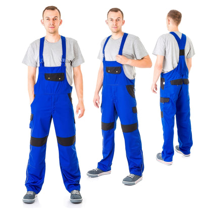 Mens Bib & Brace Work Overalls Heavy Duty Work Trousers Reinforced Knees Multi Pocket