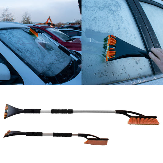 Orange Extendable Snow Brush with Ice Scraper