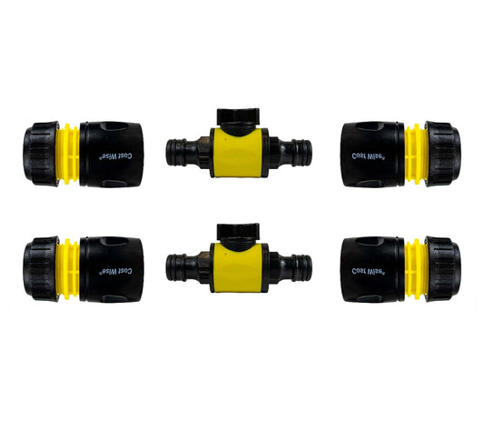 Cost Wise Male‑Male Quick‑Connect Inline Hose Valve Set Yellow/Black