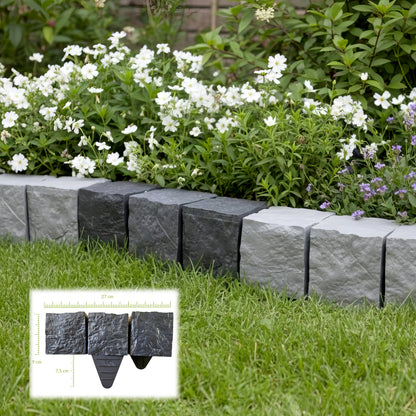 Black or Grey 27cm Garden Lawn Edging Palisade Anthracite Plastic Border Fence