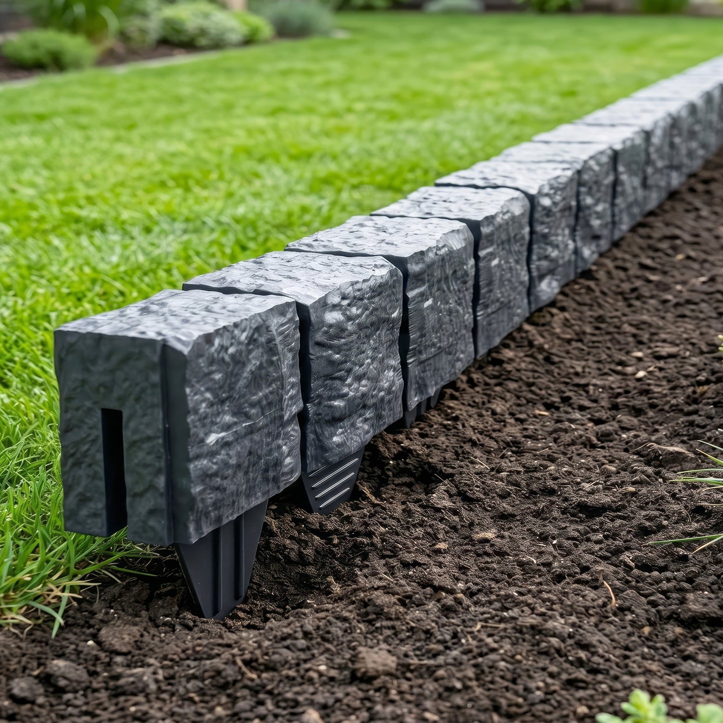 Black or Grey 27cm Garden Lawn Edging Palisade Anthracite Plastic Border Fence