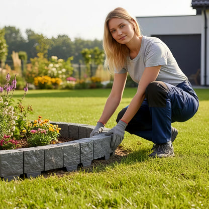 Black or Grey 27cm Garden Lawn Edging Palisade Anthracite Plastic Border Fence