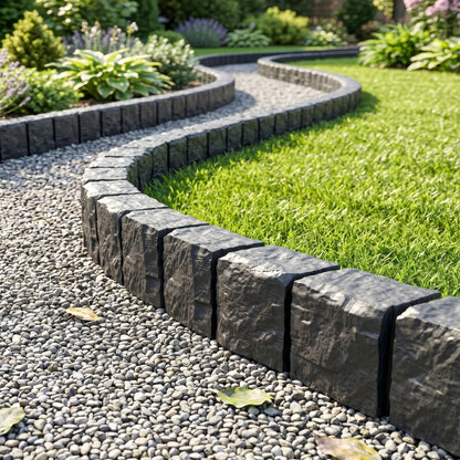 Black or Grey 27cm Garden Lawn Edging Palisade Anthracite Plastic Border Fence
