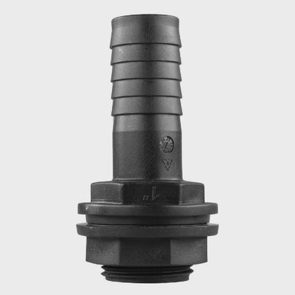 1" BSPM Tank Connector with Washer, Nut & 1" Barb – Includes Drill Bit