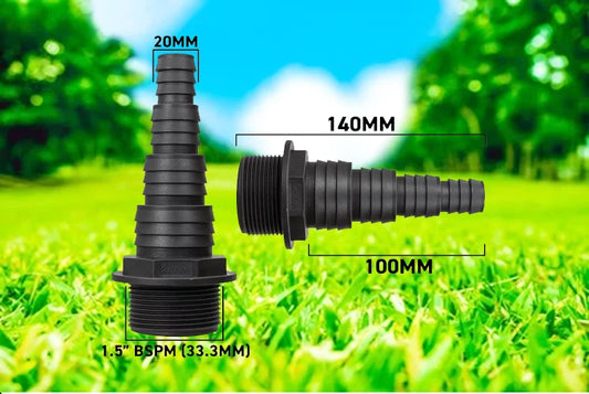 Stepped Multi-Size Pond/Water Butt Hosetails with Nut &amp; Washer 1.5"BSPM- 20/25/32/40mm