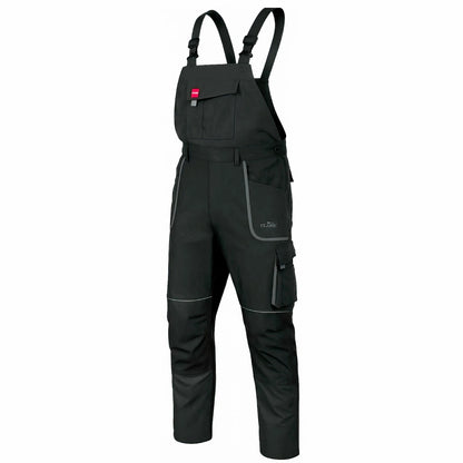 Bib & Brace Overalls Men Mechanic Work Trousers Multi Pocket Knee Pad - BLACK - 100 Slim