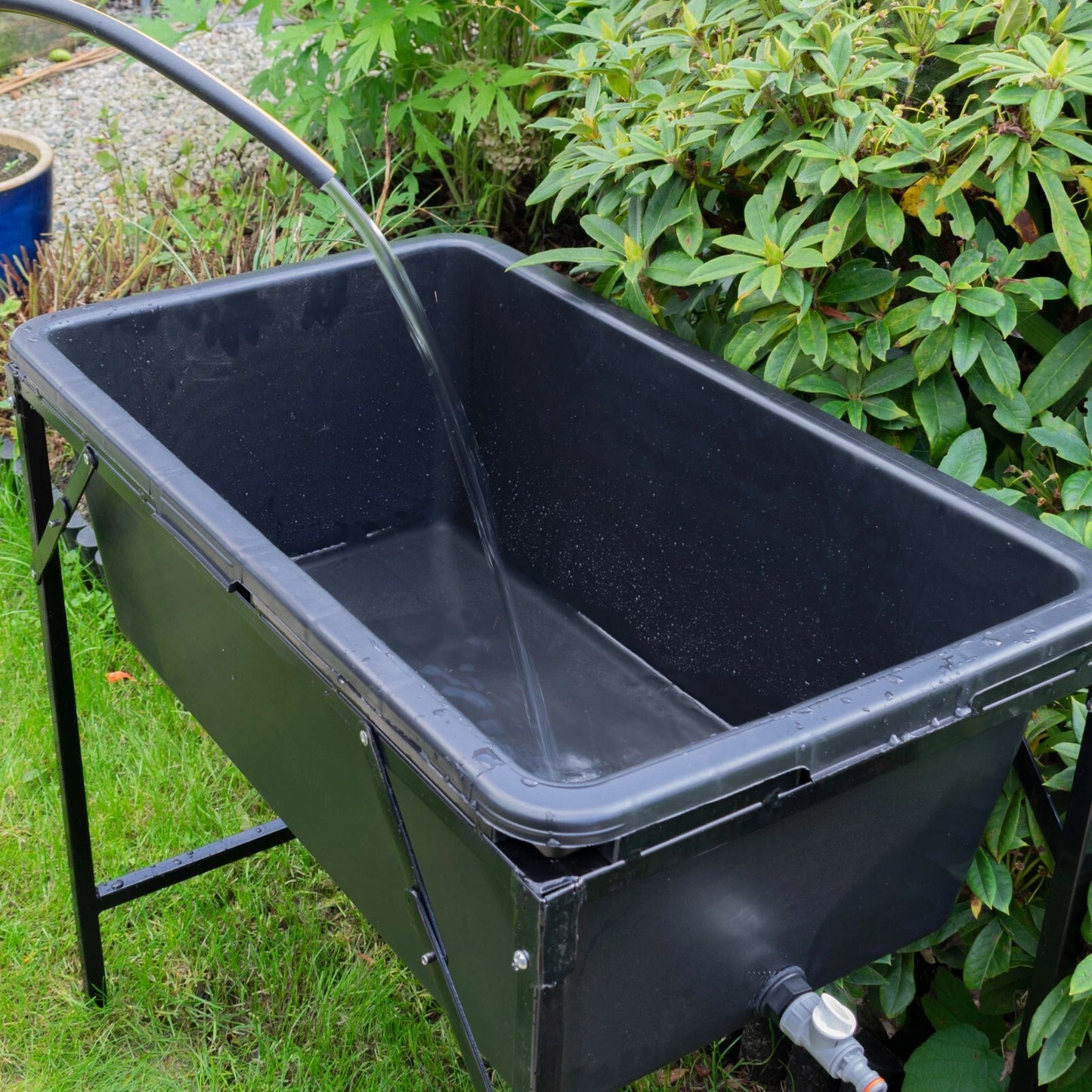 Foldable Dog Bath 90L with Stand, Drain Valve & 5m Shower Hose Grooming Kit
