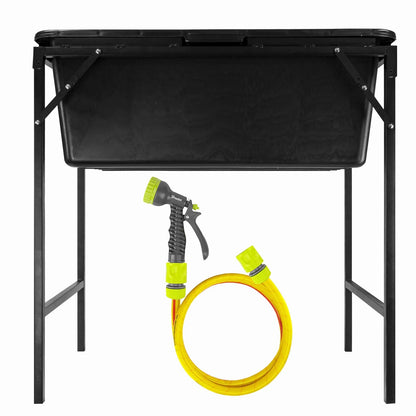 Foldable Dog Bath 90L with Stand, Drain Valve & 5m Shower Hose Grooming Kit