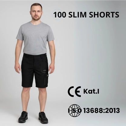CLASSIC 100 Slim Work Shorts Trousers Cotton Oxford Reinforced Mens Grey