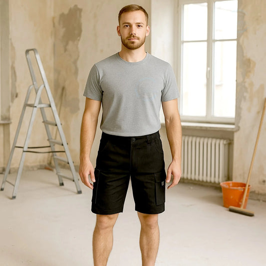 CLASSIC 100 Slim Work Shorts Trousers Cotton Oxford Reinforced Mens Grey