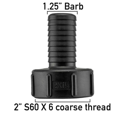 IBC Tank Adapter S60x6 1/2"-2" Hose Tail Connector Water Butt Fitting