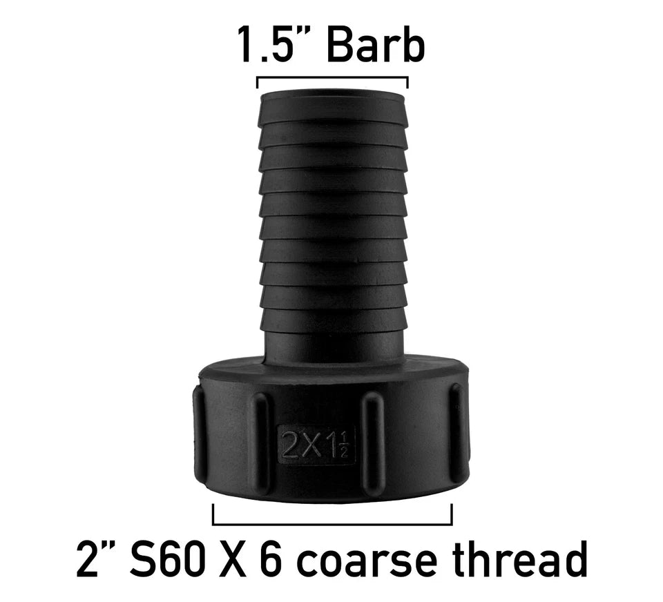 IBC Tank Adapter S60x6 1/2"-2" Hose Tail Connector Water Butt Fitting