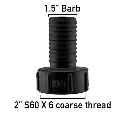 IBC Tank Adapter S60x6 1/2"-2" Hose Tail Connector Water Butt Fitting