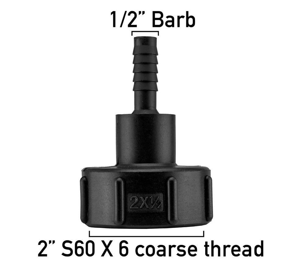 IBC Tank Adapter S60x6 1/2"-2" Hose Tail Connector Water Butt Fitting