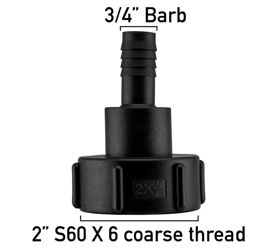 IBC Tank Adapter S60x6 1/2"-2" Hose Tail Connector Water Butt Fitting