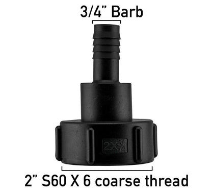 IBC Tank Adapter S60x6 1/2"-2" Hose Tail Connector Water Butt Fitting