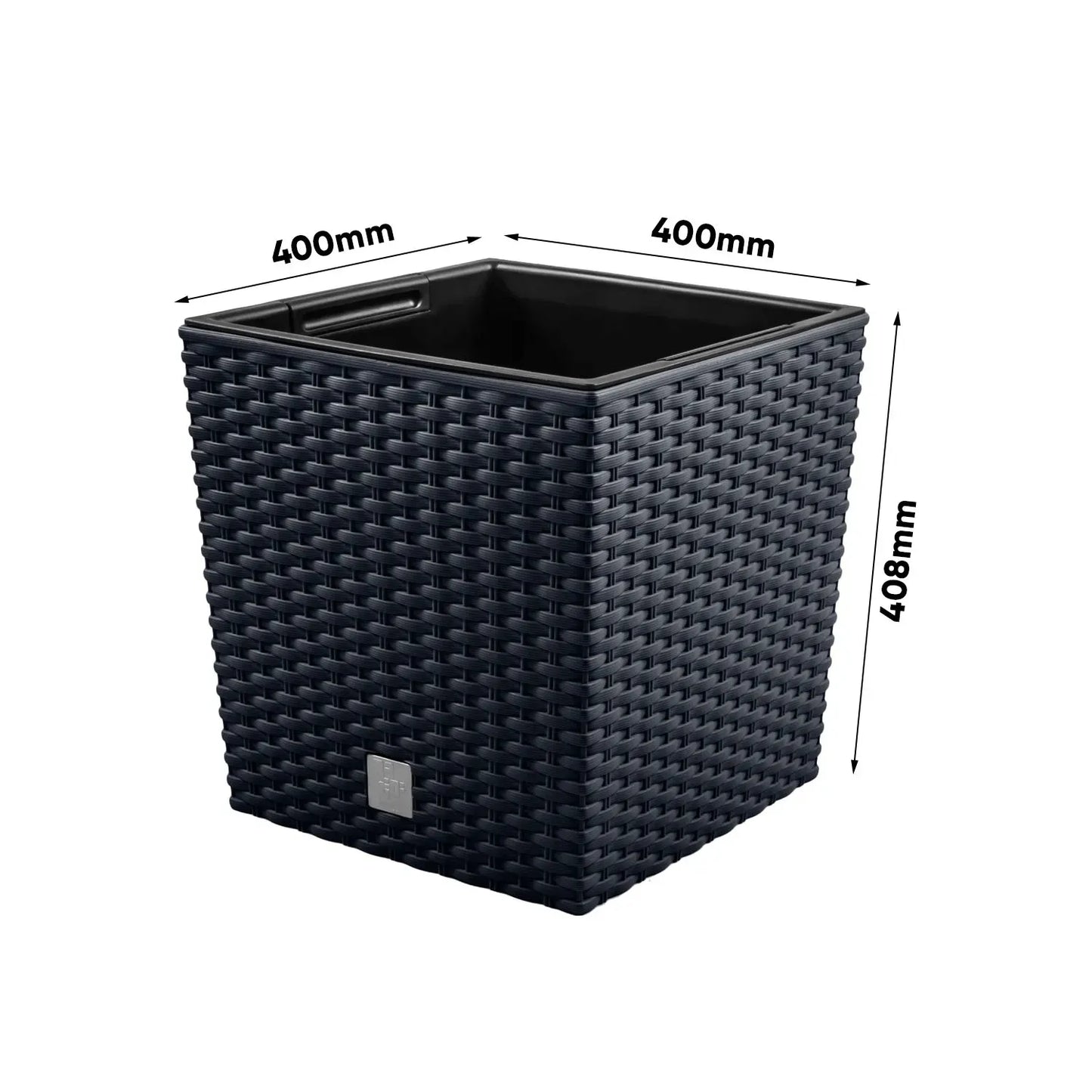64L Rattan Effect Square Planter with Insert 40cm Garden Flower Pot Umbra