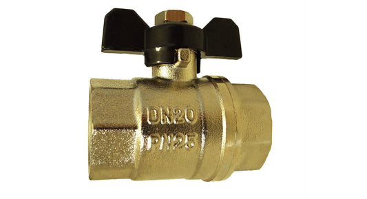 Nickel-Plated Brass Butterfly Valve with 3/4" BSP Female Thread