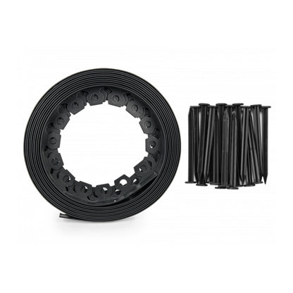 10m Easy Garden Edging Set – 100mm Black Lawn Border with Pegs