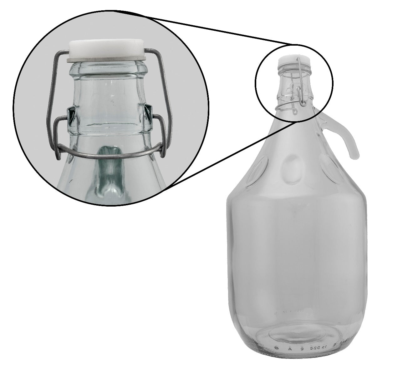 Set of 4 Glass Demijohns 5L Complete with Swing-Top Lid, Airlock and Bung