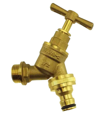 3/4" BSP Male Brass Garden Tap with Snap-On Male Adaptor