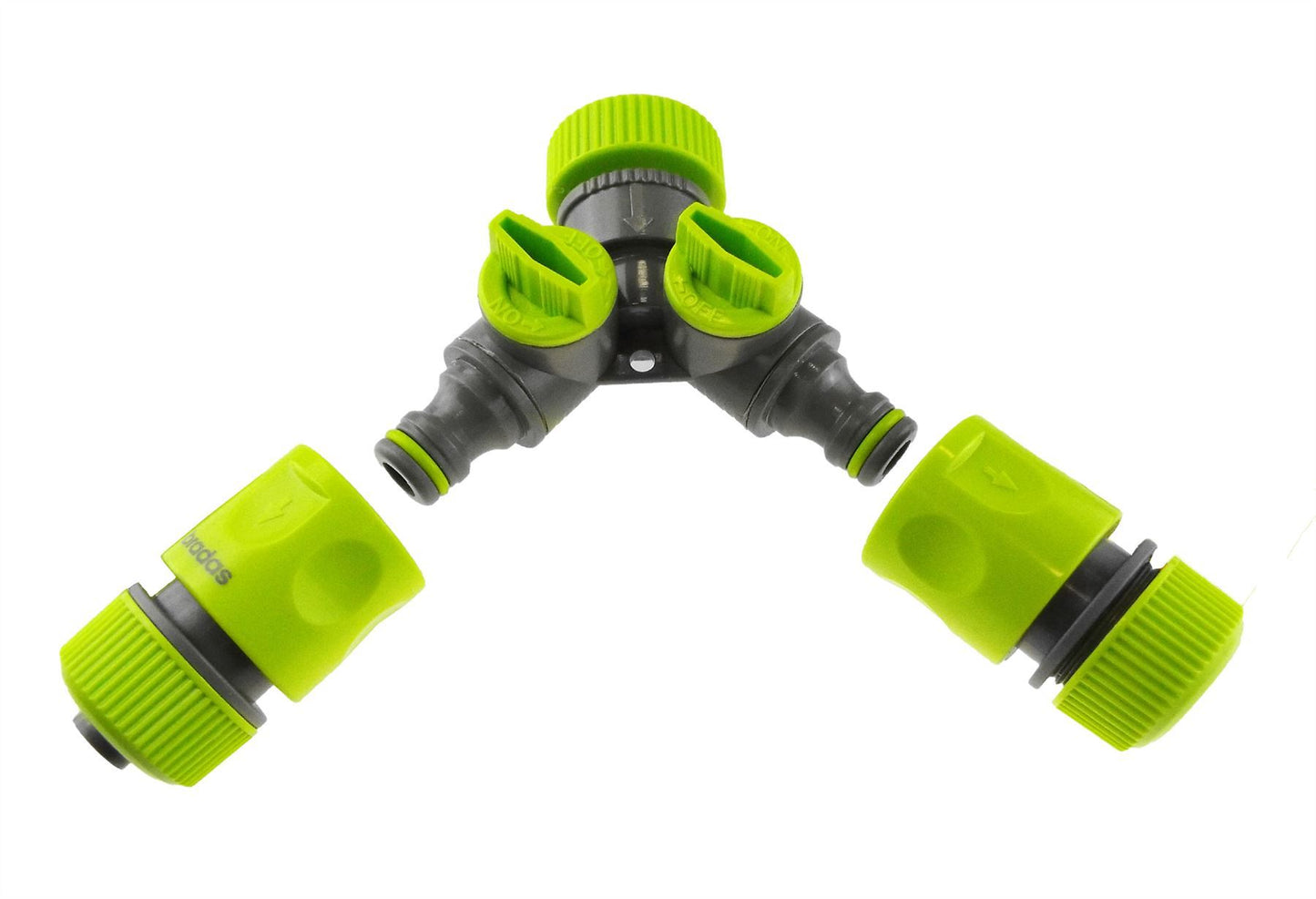2 Way Tap Splitter Hose Connector Garden Valve BSP 3/4 1/2 Brass Plastic