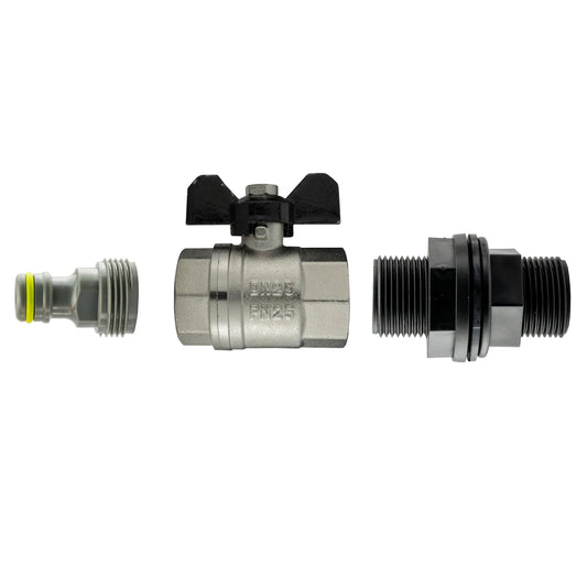 1/2" BSP Water Butt Fitting Set with Metal Female Bib Tap and Male Quick-Connect Adapter