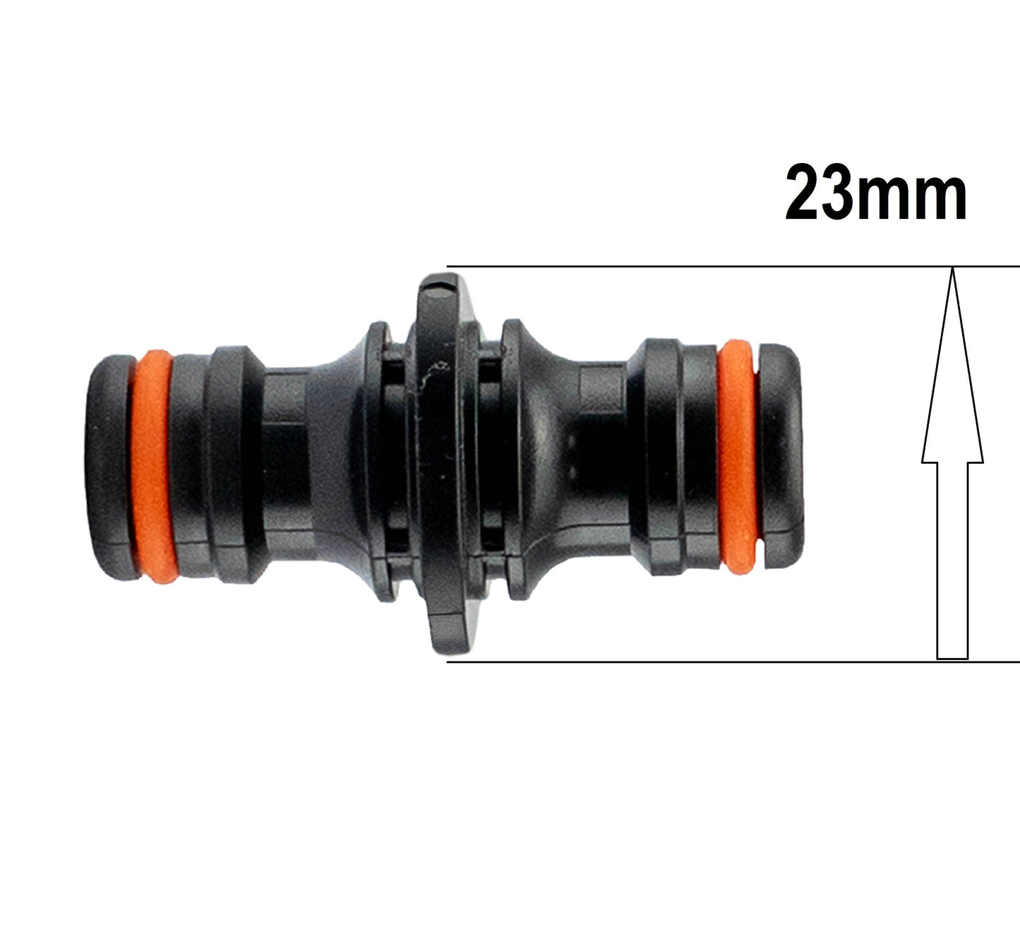 23mm Male Two-Way Hose Connector Black