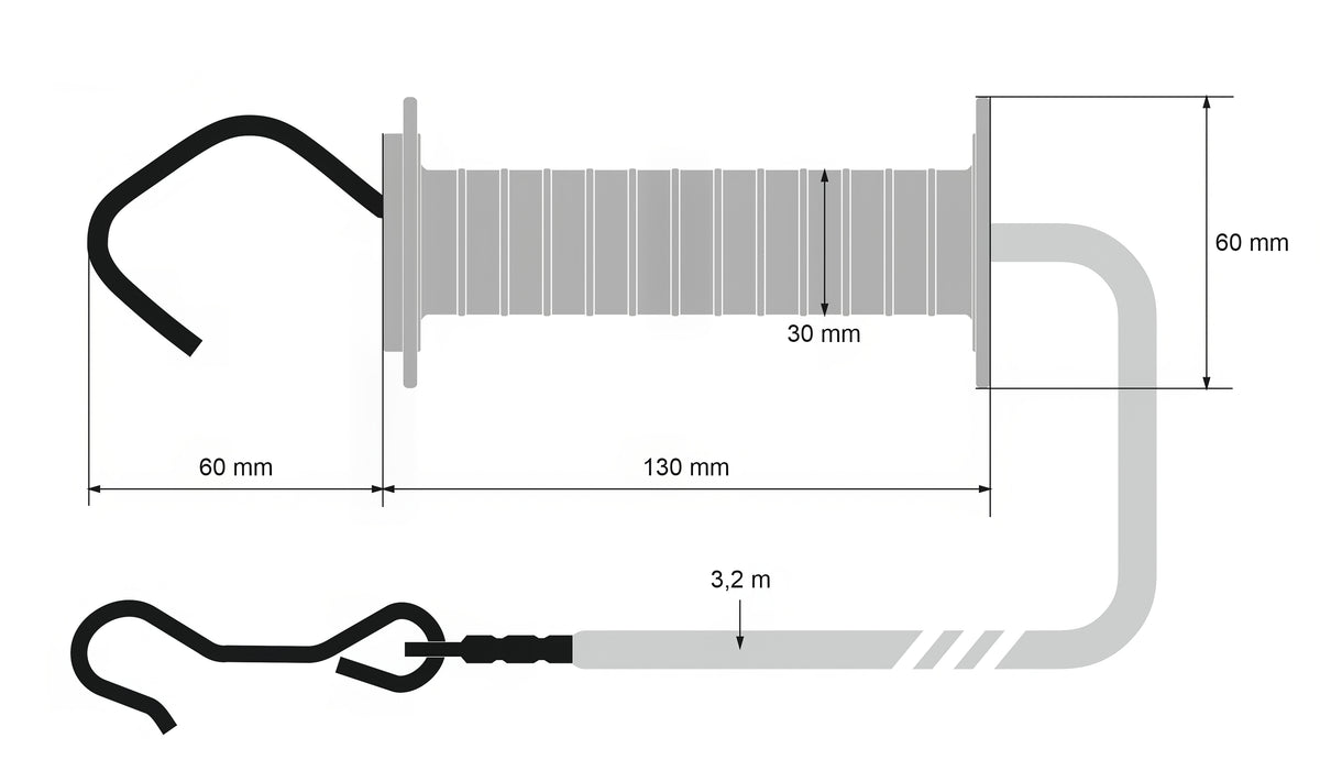 Horse Electric Fence Gate Kit 3.2m BLACK Handle Elastic Rope Paddock Fencing