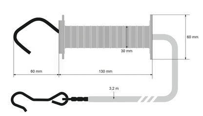 Horse Electric Fence Gate Kit 3.2m BLACK Handle Elastic Rope Paddock Fencing