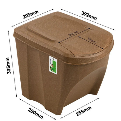 Sortibox Eco Wood 4 x 25L Stackable Recycling Bins Waste Bin Set Brown 100L