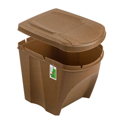 Sortibox Eco Wood 4 x 25L Stackable Recycling Bins Waste Bin Set Brown 100L