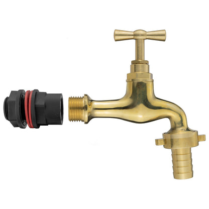 Water Butt Connector Set ½” with 13mm Polish Brass Tap Outlet and Drill Bit