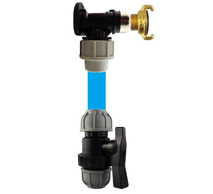 20mm MDPE Wall Flange Set with Geka Connector and Inline Valve