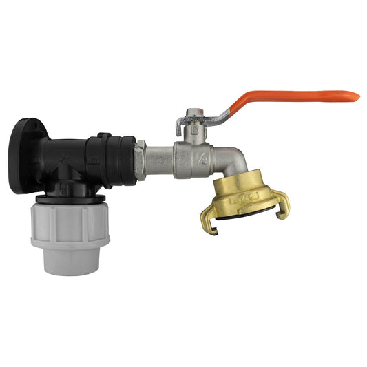 20mm MDPE Wall Flange Set with ½" Lever Tap and Geka Connector