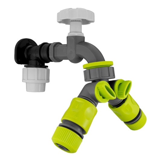 20mm MDPE Wall Flange Set Inluding PP Bib Tap & Tap Splitter & Connection Fittings