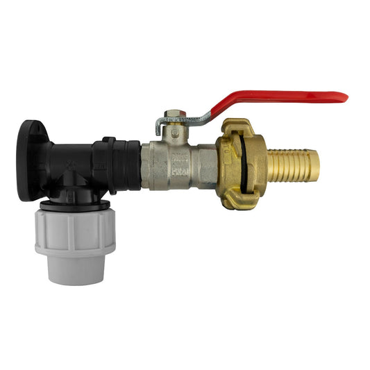 20mm MDPE Wall Flange Set with Lever Valve and ¾" Geka Connector