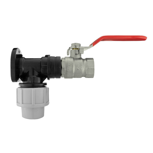 20mm MDPE Wall Flange Set Including Lever-Controlled Valve
