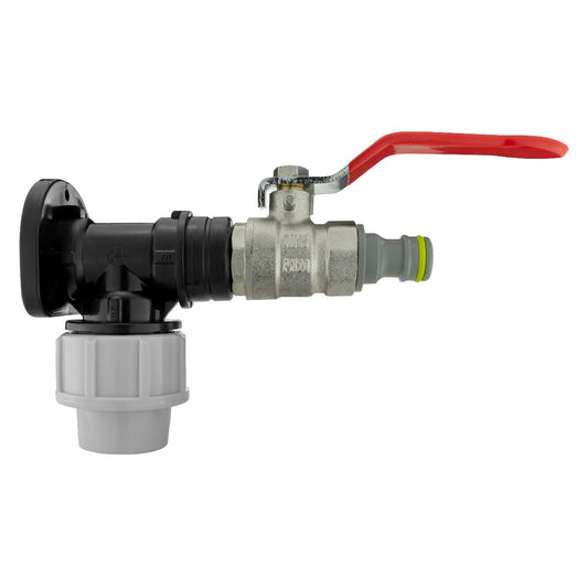 20mm MDPE Wall Flange Set Including Lever Valve and Snap-On Fitting