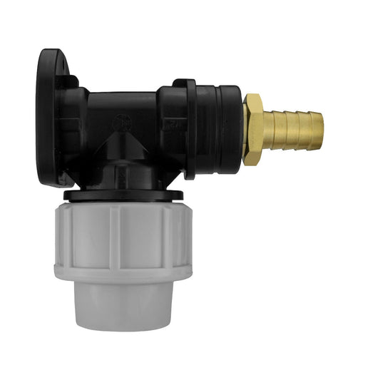 20mm MDPE Wall Flange Set with ½" Brass Barb Connector