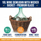 10L 15L 25L Glass Demijohn with Wicker Basket for Wine Beer Cider Mead Making