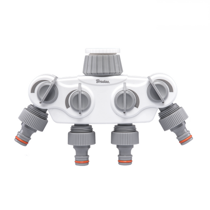 White Line 4-Way Solid Manifold Including 1" or 3/4" BSP Tap Connections