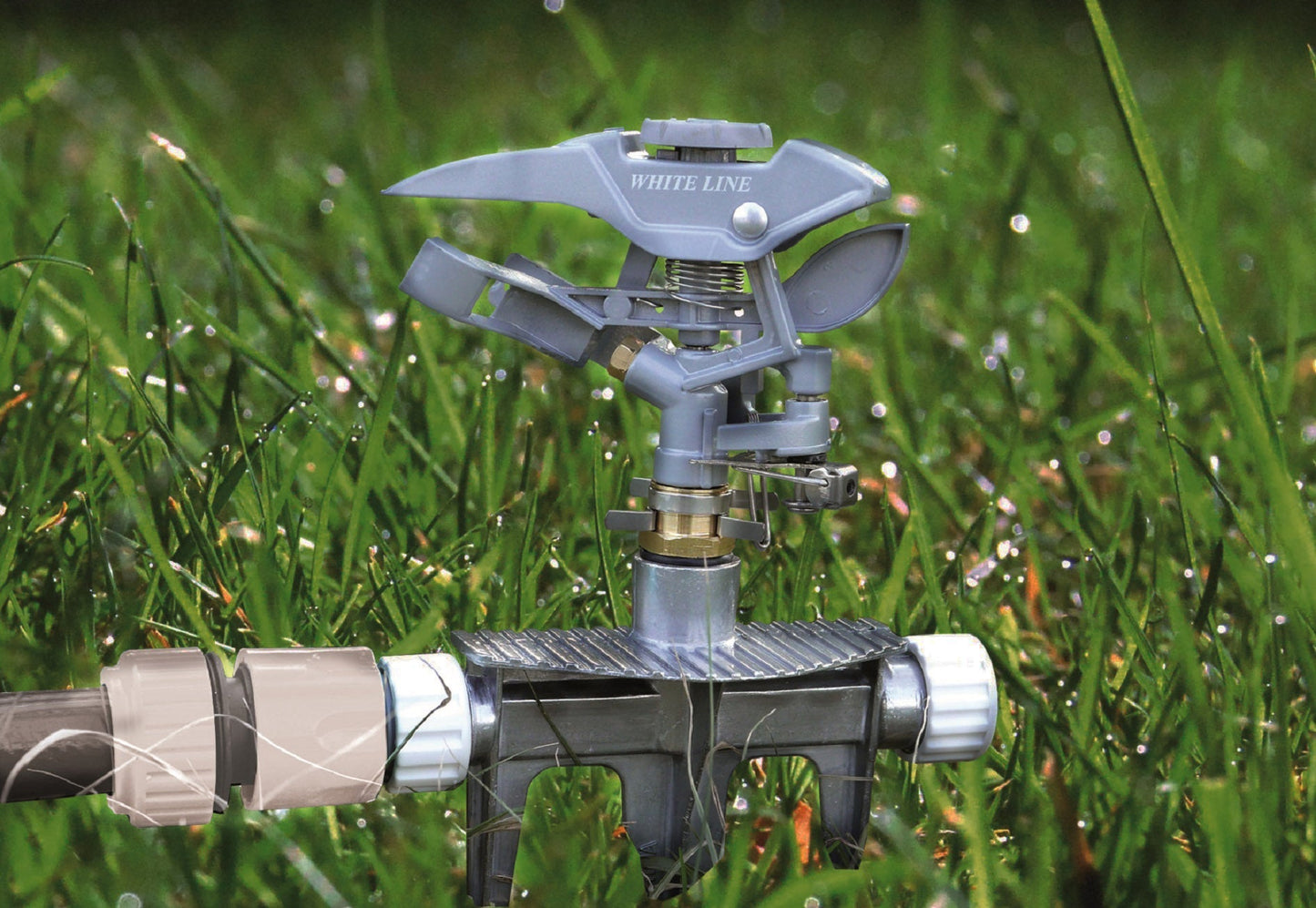Triton Series White Line Pulsating Garden Sprinkler