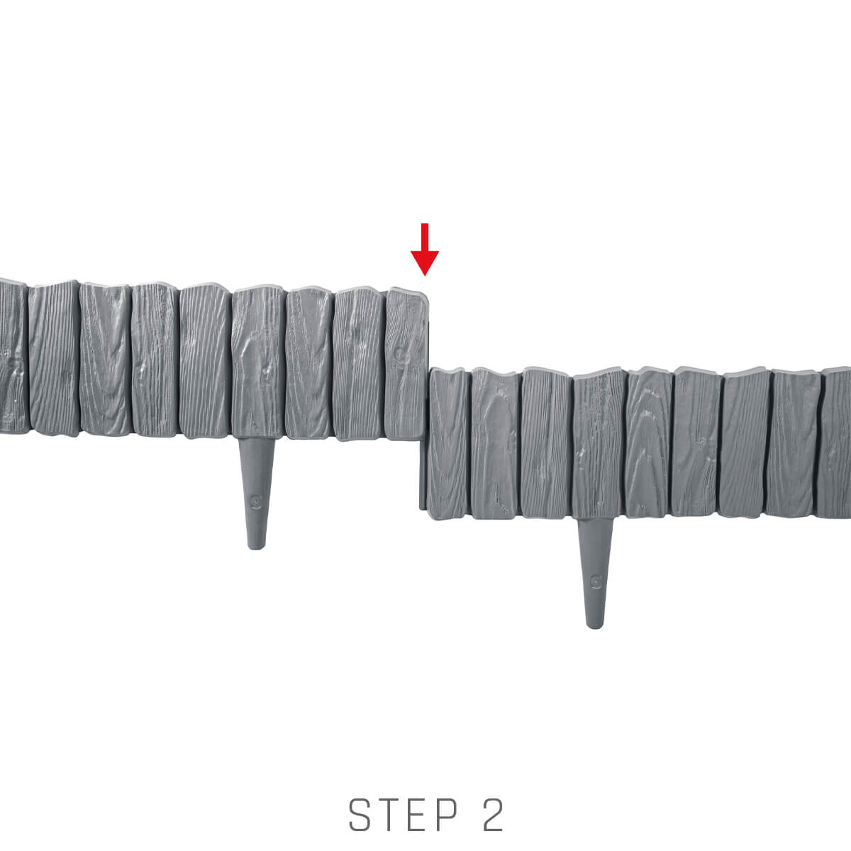 Black Plastic Palisade Lawn Border with Wood Texture 2.32m