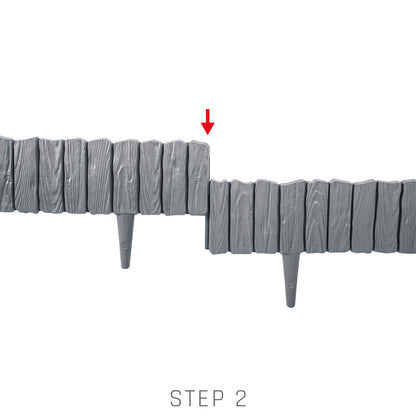 Black Plastic Palisade Lawn Border with Wood Texture 2.32m