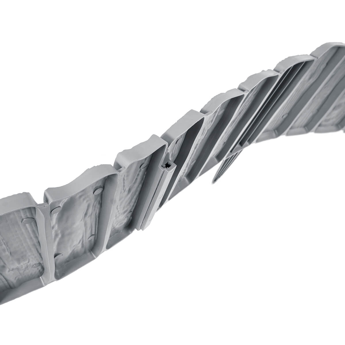 Grey Plastic Palisade Lawn Border with Wood Texture, 2.32m